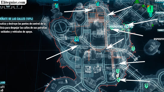 Puntos de control de Founders' Island