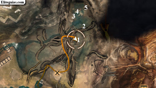mapa de artefactos en el pantano