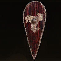 Escudo de madera con blas&oacute;n de caballo