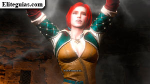 Triss con la estatuilla del soldado