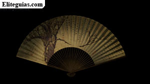 Abanico de seda con inscripciones